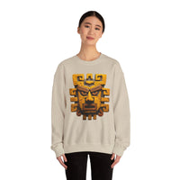 Ancient Andean Warrior Mask Golden Glyph Style Unisex Sweatshirt