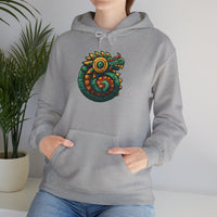 Colorful Quetzalcoatl Sun Serpent Glyph Style Unisex Hoodie