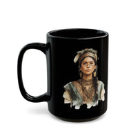 Inca Warrior Woman Watercolor Portrait and Tribal Jewelry Black Mug