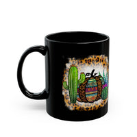 Leopard Aztec Pumpkin & Cactus Vibes Illustration Black Mug