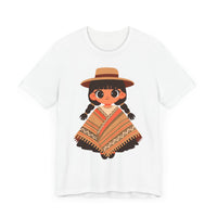 Cartoon Girl in Traditional Poncho Peru Unisex T-Shirt