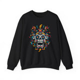 Funny Aztec Skull with Neon Circuits Unisex Sweatshirt