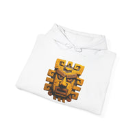 Ancient Andean Warrior Mask Golden Glyph Style Unisex Hoodie