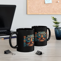 Stone Guardian of the Ancients Illustration Black Mug