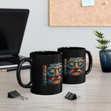 Stone Guardian of the Ancients Illustration Black Mug