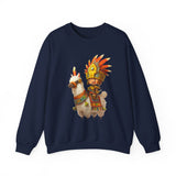 Cute Chibi Inca Warrior and Llama Cartoon Unisex Sweatshirt