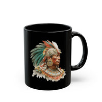 Maya Elder Warrior Watercolor Portrait Black Mug