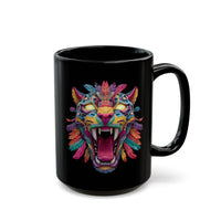 Rainbow Jaguar Mask Comic Style Black Mug