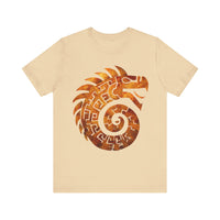 Spiral Quetzalcoatl Feathered Serpent Glyph Style Unisex T-Shirt