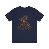 Tribal Volcano with Smoke Spirals Glyph Style Unisex T-Shirt