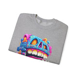 Chunky Neon Mayan Skull Graffiti Style Unisex Sweatshirt