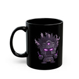 Aztec Shadow Warrior God with Glowing Eyes Black Mug