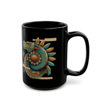 Feathered Serpent Sun Spiral Black Mug