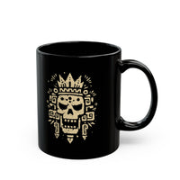 Ah Puch Skull Crown Mayan Glyph Style Black Mug