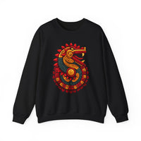 Quetzalcoatl Feathered Sun Serpent Glyph Style Unisex Sweatshirt