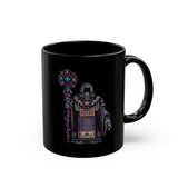 Cyber Temple Techno Priest Pixel Art Black Mug