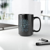 Aztec Warrior Duel Obsidian Glyph Style Black Mug