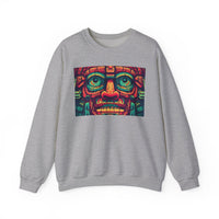 Neon Aztec Mask God Illustration Unisex Sweatshirt