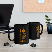 Sun Staff Shaman Tribal Symbol Gold Line Black Mug