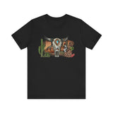 Sunset Desert Scene with Aztec Tribal Skull Unisex T-Shirt