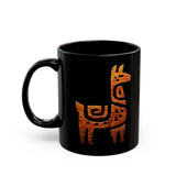 Inca Llama Rock Carving Style Black Mug