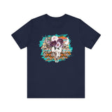 Aztec Floral Cow Skull on Turquoise Pattern Unisex T-Shirt