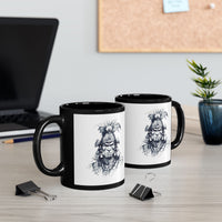 Fierce Inca Warrior Ink Illustration Black Mug