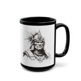 Inca Warrior Line Art Tribal Design Black Mug