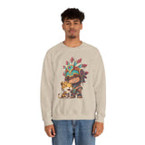 Chibi Aztec Warrior and Jaguar Cub Cartoon Unisex Sweatshirt