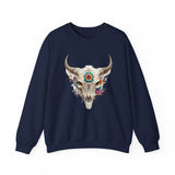 Sacred Floral Cow Skull Mandala Illustration Unisex Sweatshirt