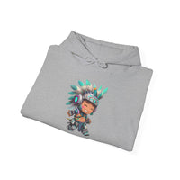 Cyber Aztec Chibi Warrior Neon Style Unisex Hoodie