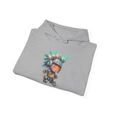Cyber Aztec Chibi Warrior Neon Style Unisex Hoodie
