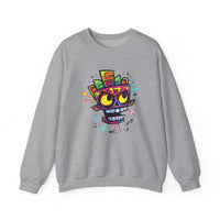 Cyber Aztec Skull Cartoon Style Unisex Sweatshirt