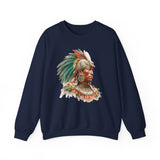 Maya Elder Warrior Watercolor Portrait Unisex Sweatshirt