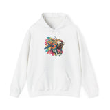Comic Style Jaguar Mask with Rainbow Feathers Unisex Hoodie