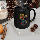 Aztec Serpent God Quetzalcoatl Modern Tribal Style Black Mug