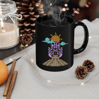 Eye of the Sun Pyramid Illustration Black Mug