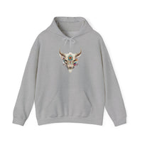 Sacred Floral Cow Skull Mandala Illustration Unisex Hoodie