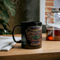 Mesoamerican Ornate Ceremonial Urn Black Mug