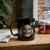 Inca Andean Llama Baby Face Illustration Black Mug