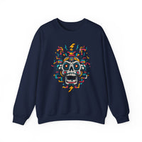 Funny Aztec Skull with Neon Circuits Unisex Sweatshirt