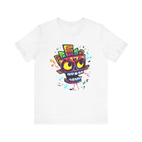 Cyber Aztec Skull Cartoon Style Unisex T-Shirt