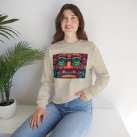 Neon Aztec Mask God Illustration Unisex Sweatshirt
