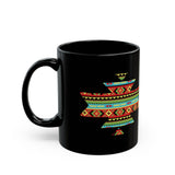Sacred Geometric Textile Pattern Illustration Black Mug
