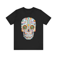 Neon Circuit Aztec Skull Cartoon Style Unisex T-Shirt