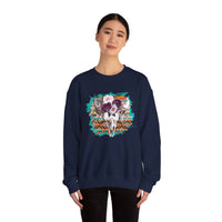 Aztec Floral Cow Skull on Turquoise Pattern Unisex Sweatshirt