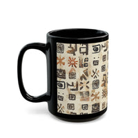 Mayan Petroglyph Stamped Texture Black Mug