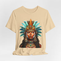 Aztec Royal Warrior Queen Portrait Illustration Unisex T-Shirt