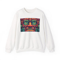 Neon Aztec Mask God Illustration Unisex Sweatshirt