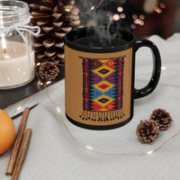 Indigenous Andean Geometric Textile Pattern Black Mug